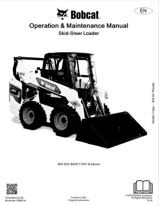 BOBCAT S64 SKID-STEER LOADER OPERATION & MAINTENANCE MANUAL (7353046) - PDF FILE