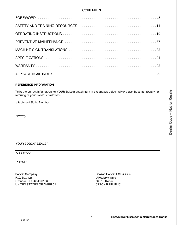 BOBCAT SB150 X 36, 48 SNOW BLOWER (6902477ENUS) OPERATION AND MAINTENANCE MANUAL PDF FILE