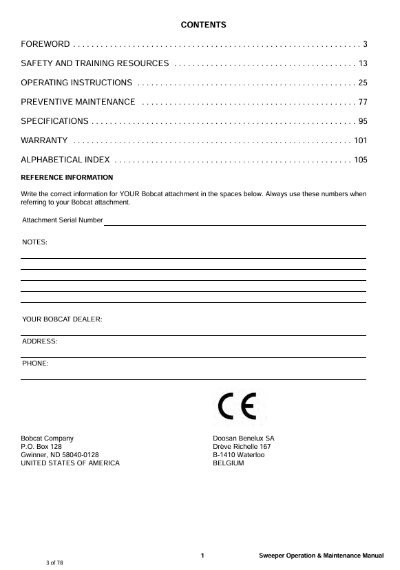 BOBCAT SAND CLEANER SC200 (7281919ENGB) OPERATION AND MAINTENANCE MANUAL PDF FILE