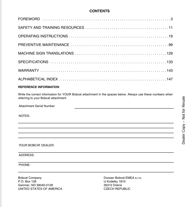BOBCAT SNOW BLADE (6900659) OPERATION AND MAINTENANCE MANUAL PDF FILE