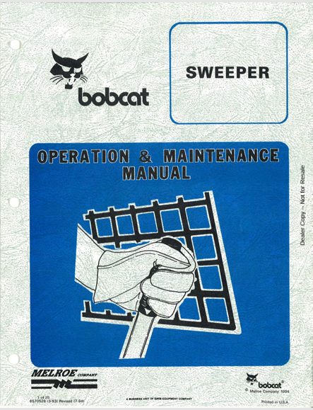 BOBCAT SWEEPER OPERATION & MAINTENANCE MANUAL (6570526) - PDF FILE