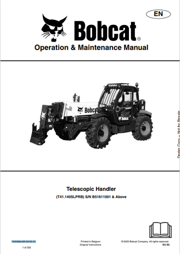 BOBCAT T41.140SLPRB TELESCOPIC HANDLER OPERATION & MAINTENANCE MANUAL (7400389) - PDF FILE