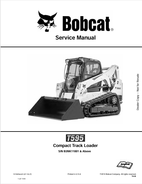 BOBCAT T595 COMPACT TRACK LOADER SERVICE MANUAL (7274929) - PDF FILE
