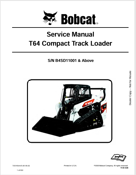 BOBCAT T64 COMPACT TRACT LOADER SERVICE MANUAL (7353165) - PDF FILE