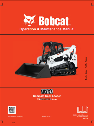 BOBCAT T750 COMPACT TRACK LOADER OPERATION & MAINTENANCE MANUAL (7252380) - PDF FILE