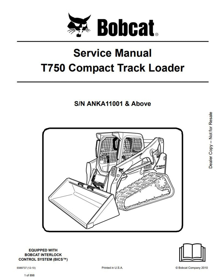 BOBCAT T750 Loader ANKA11001 & Up Service Information 6989737 - PDF File