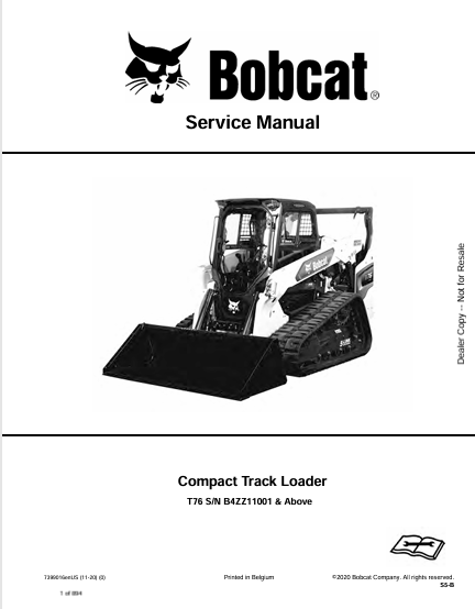 BOBCAT T76 COMPACT TRACT LOADER SERVICE MANUAL (7399016) - PDF FILE