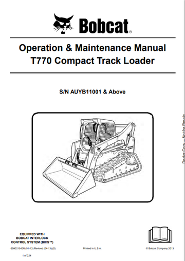 BOBCAT T770 COMPACT TRACK LOADER OPERATION & MAINTENANCE MANUAL (6990219)