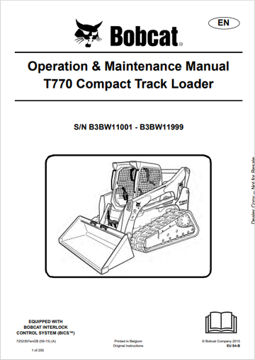 BOBCAT T770 COMPACT TRACK LOADER OPERATION & MAINTENANCE MANUAL (7252397) - PDF FILE