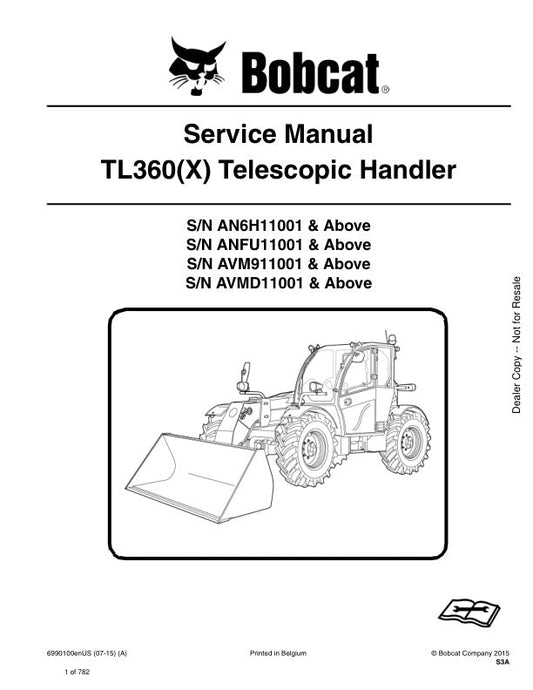 BOBCAT TL360X Telescopic Handler Service Information 6990100 PDF