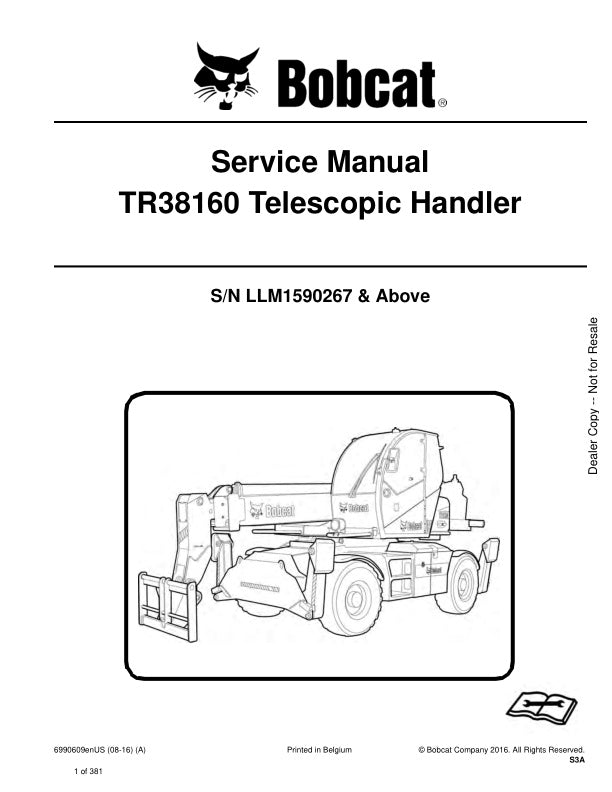 BOBCAT TR38160 LLM1590267 & UP Service Manual 6990609 PDF