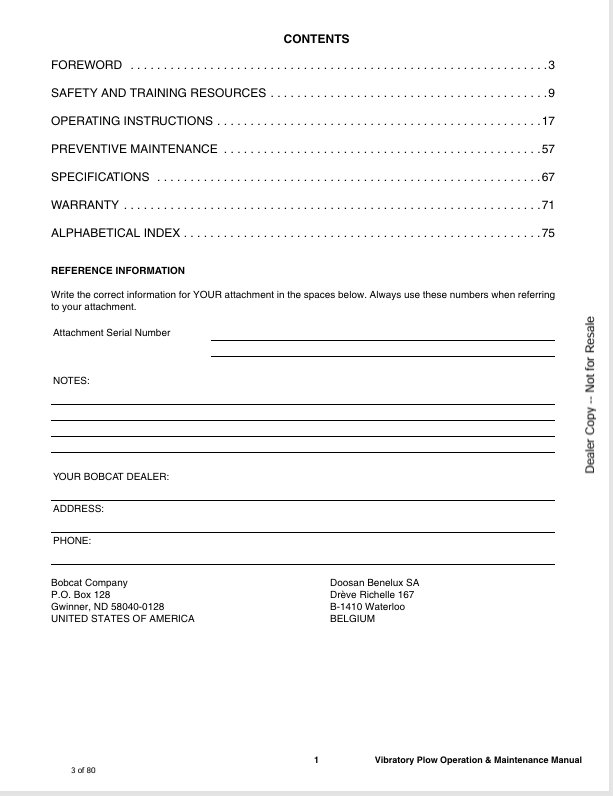BOBCAT VP12 VIBRATORY PLOW (6902574ENUS) OPERATION & MAINTENANCE MANUAL PDF DOWNLOAD