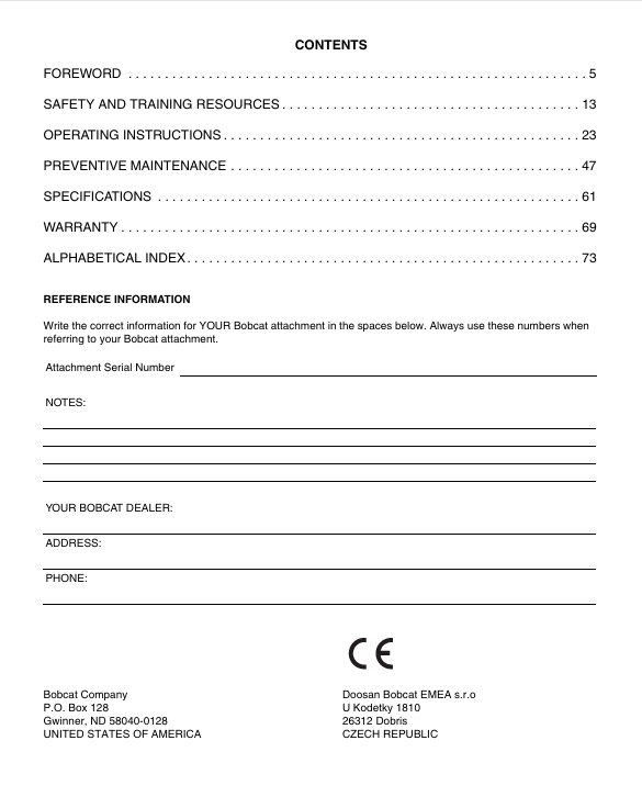 BOBCAT WHEEL SAW WS32 (6989784ENGB) OPERATION & MAINTENANCE MANUAL PDF DOWNLOAD