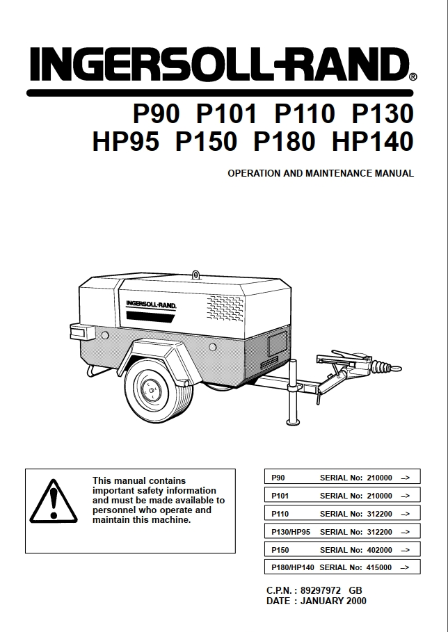 Bobcat-IR P90–P180 Compressor Parts Catalogue Manual PDF