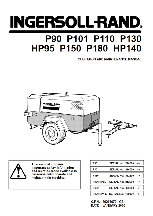 Bobcat-IR P90–P180 Compressor Parts Catalogue Manual PDF