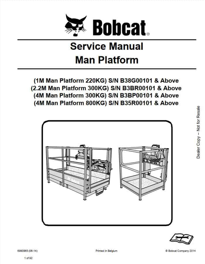 Bobcat 4M Man Platform Service Manual PDF