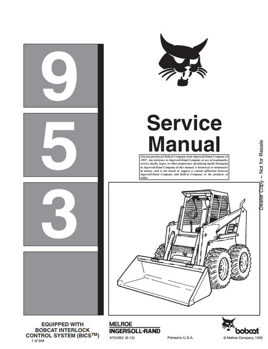 Bobcat Loader 953 Service Manual PDF – Repair & Maintenance Guide