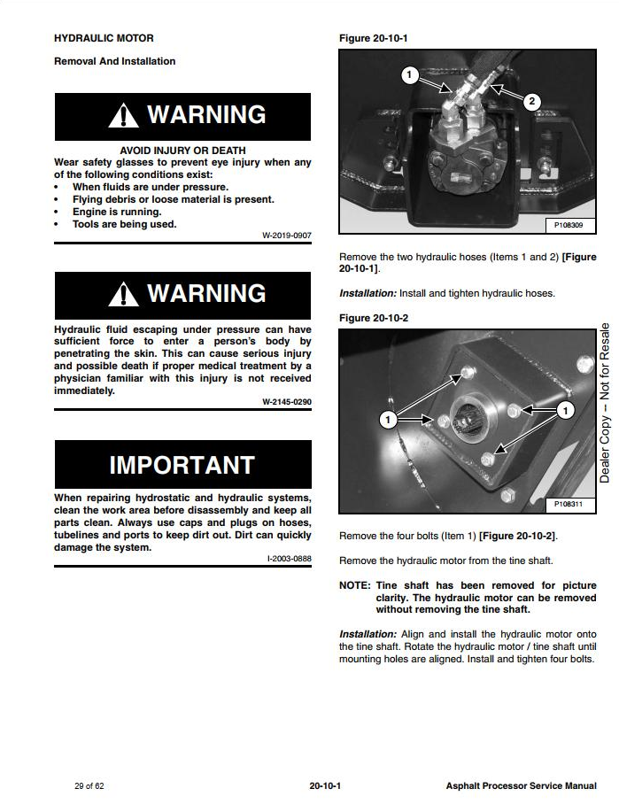 Bobcat Asphalt Processor Service Manual PDF