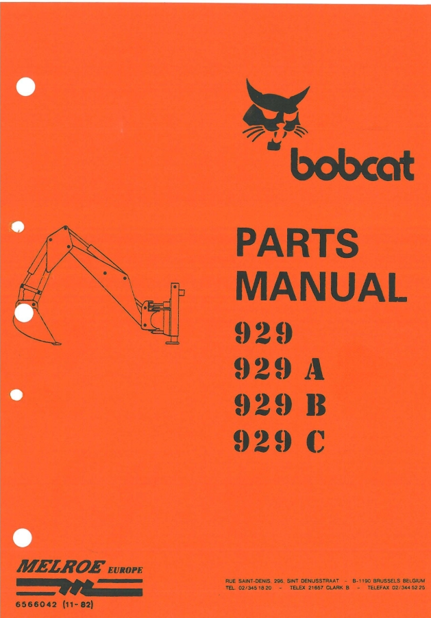 Bobcat 929 (ABC) Backhoe Parts Manual PDF