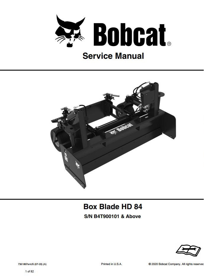 Bobcat HD84 Box Blade Service Manual PDF – Repair & Maintenance Guide