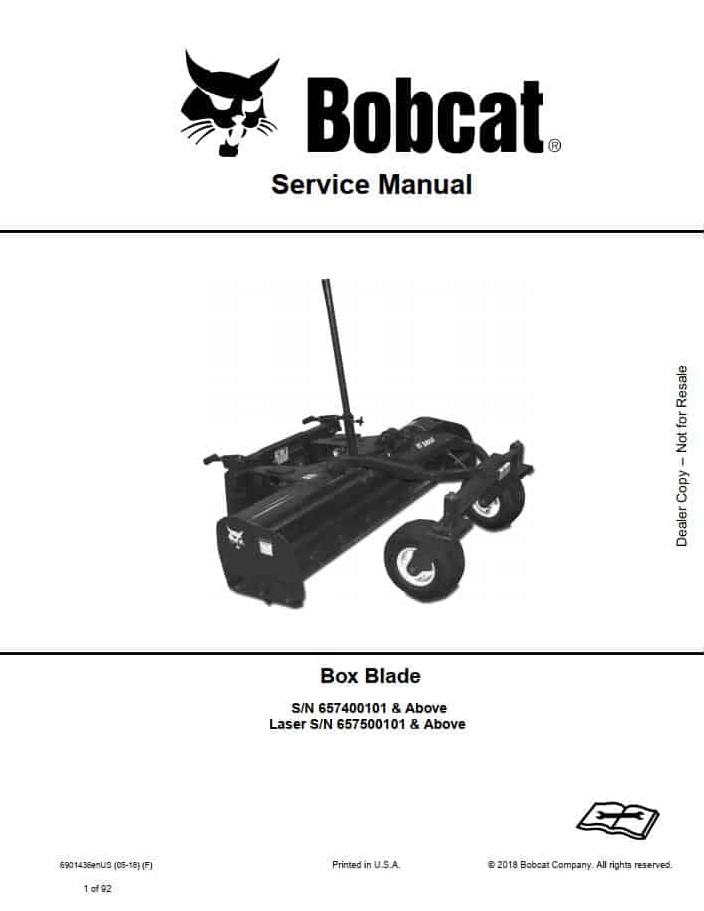 Bobcat Box Blade Service Manual PDF