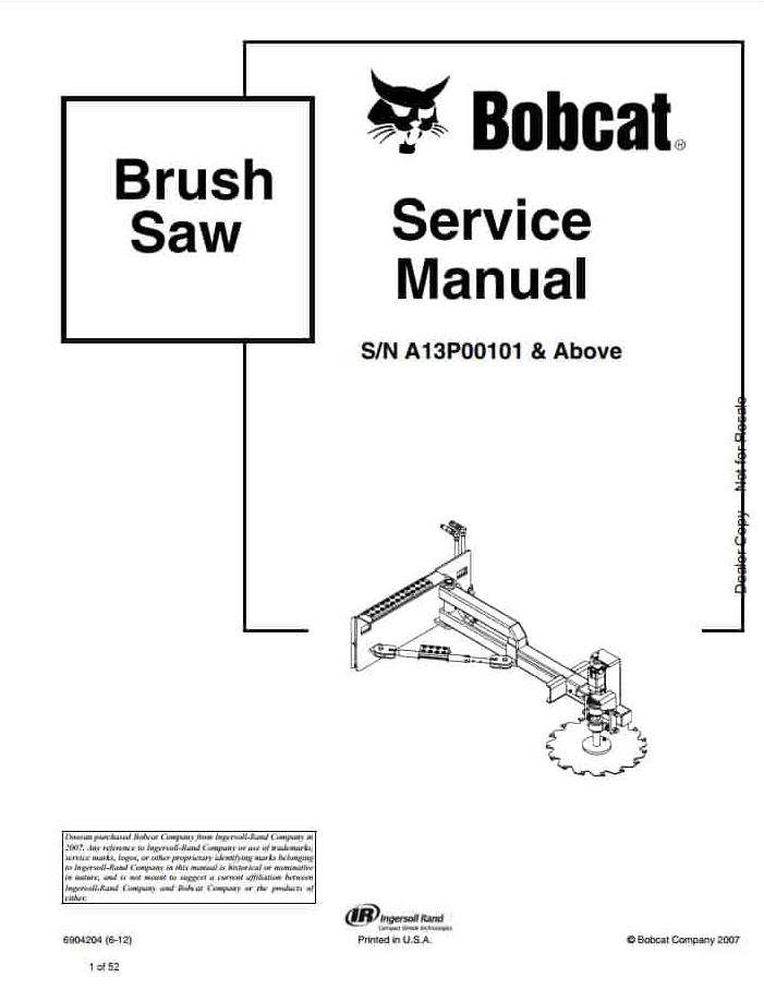 Bobcat Brush Saw Service Repair Manual PDF Download