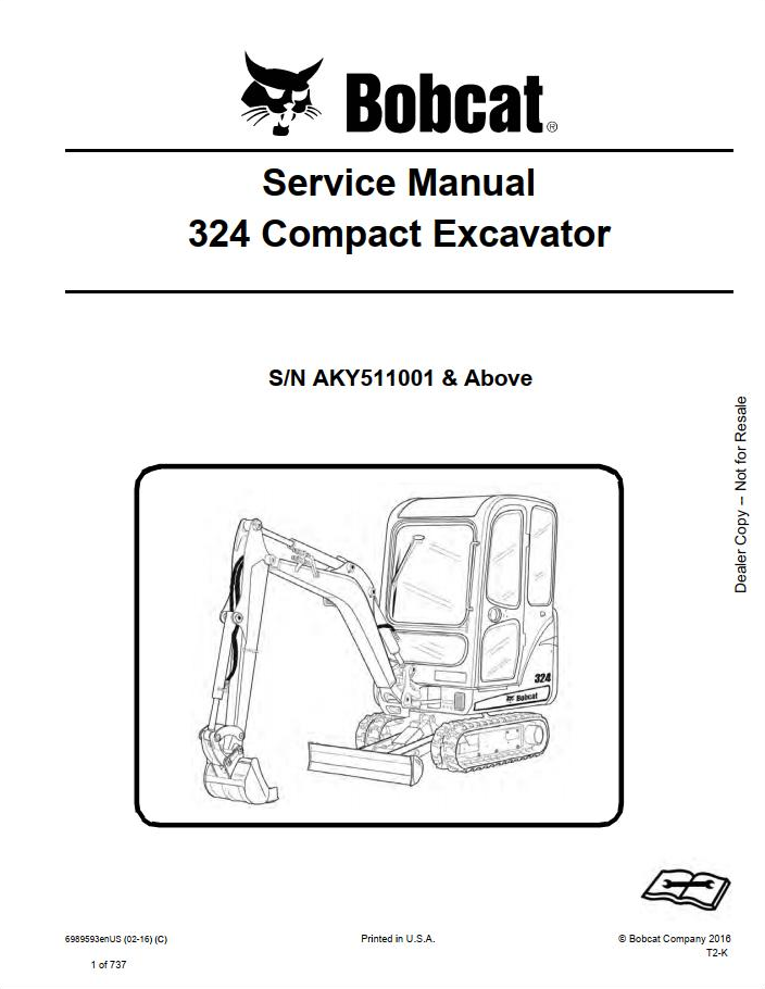 Bobcat Compact Excavator 324 Service Manual PDF