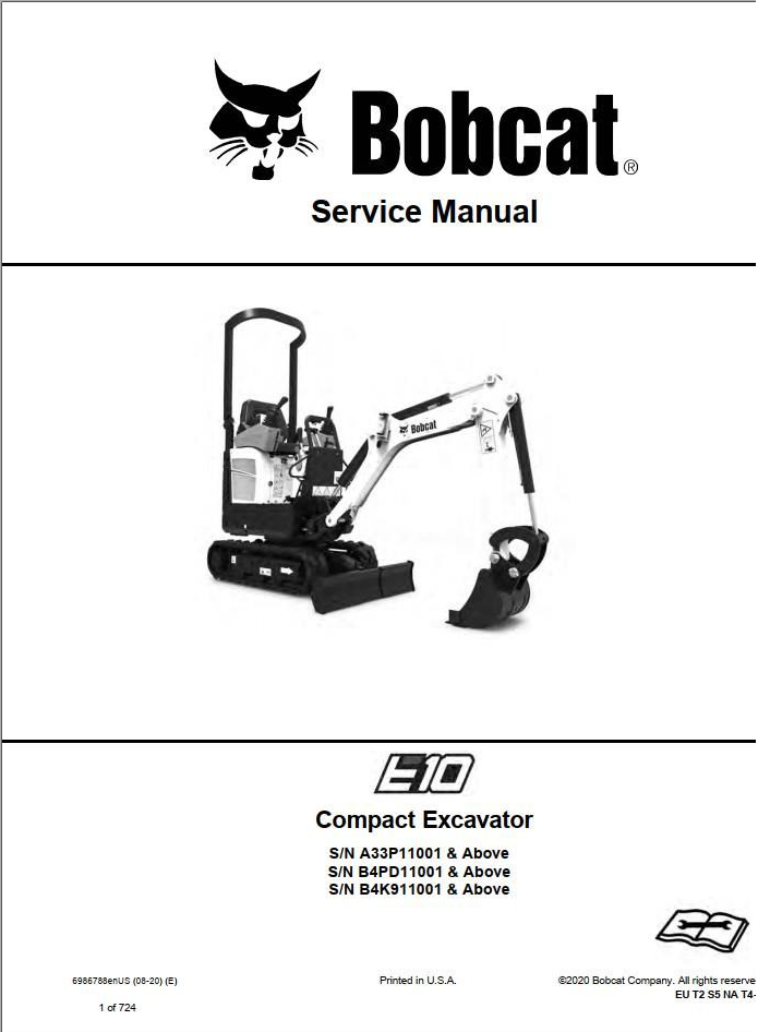 Bobcat Compact Excavator E10 Service Manual PDF