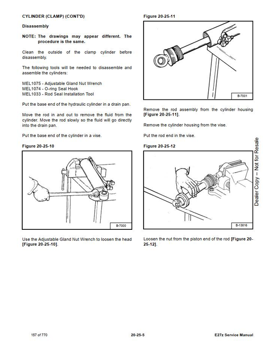 Bobcat E27 E27z Compact Excavator Service Manual PDF Download
