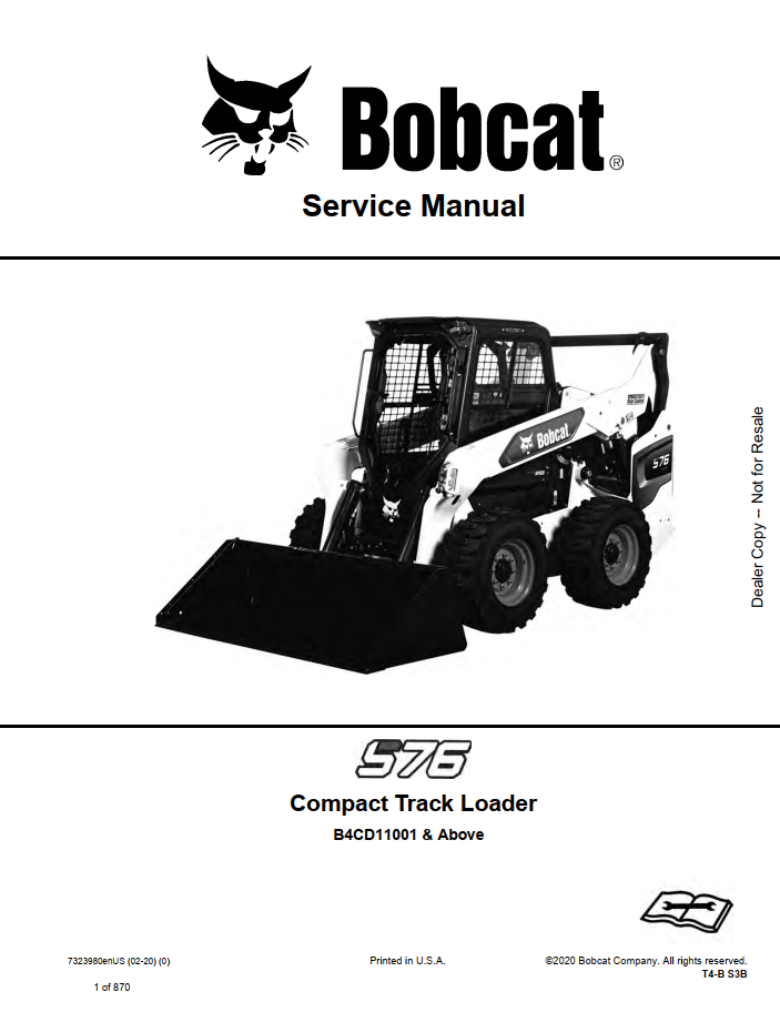 Bobcat S76 Compact Track Loader Service Manual PDF
