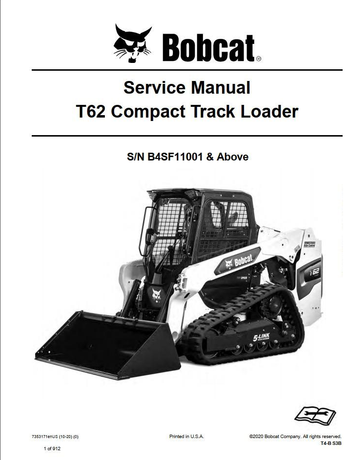 Bobcat Compact Track Loader T62 Service Manual PDF