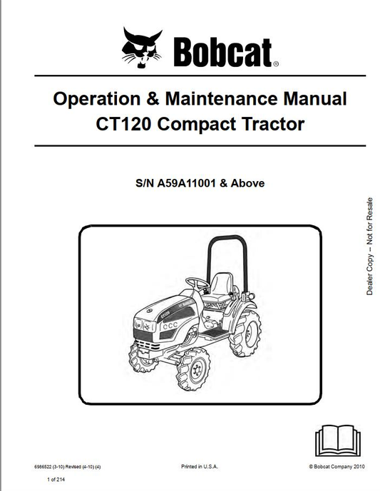 Bobcat CT120 Compact Tractor Operation & Maintenance Manual PDF