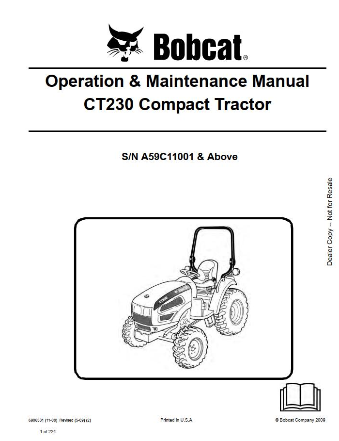 Bobcat Compact Tractor CT230 Operation & Maintenance Manual PDF