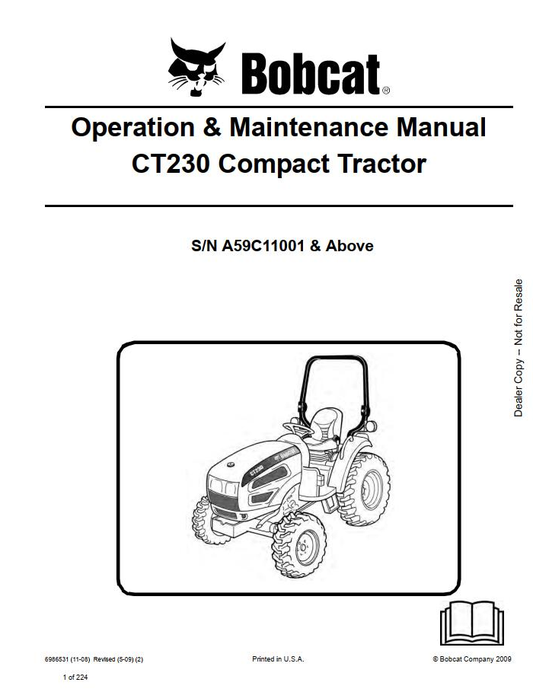 Bobcat Compact Tractor CT230 Operation & Maintenance Manual PDF