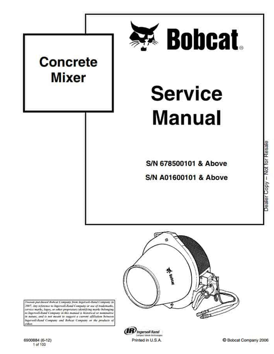 Bobcat Concrete Mixer Service Manual PDF