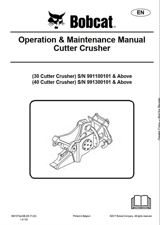 Bobcat Cutter Crusher 30 & 40 Operation & Maintenance Manual PDF