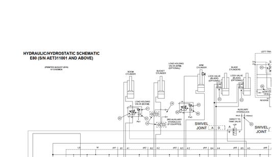 Bobcat E80 Excavator Hydraulic & Electrical Schematic Manual (PDF)