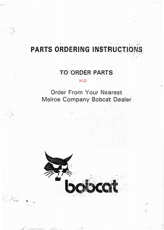 Bobcat X122 Excavator Spare Parts Catalog Manual PDF Download