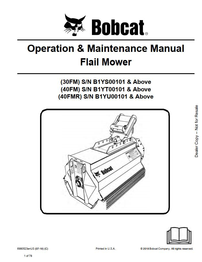 Bobcat Flail Mower Operation & Maintenance Manual PDF