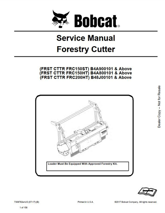 Bobcat Forestry Cutter FRC150ST, FRC150HT, FRC200HT Service Manual PDF