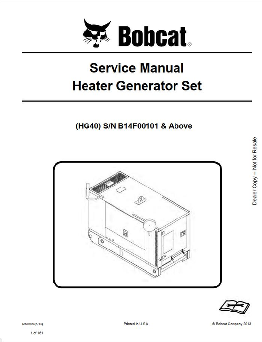 Bobcat Heater Generator Set HG40 Service Manual PDF