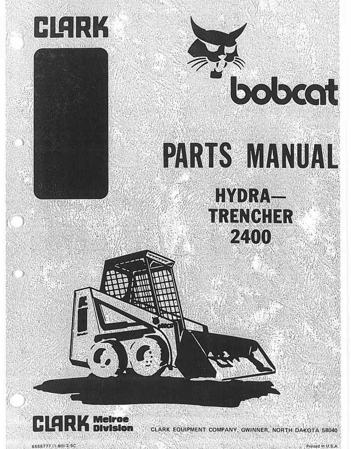 Bobcat Hydra Trencher 2400 Parts Manual PDF