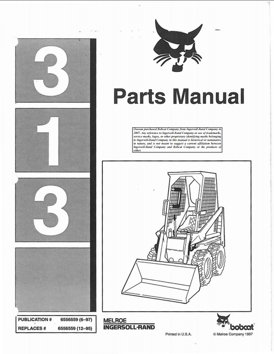 Bobcat 313 Loader Parts Manual PDF – Spare Parts Catalog