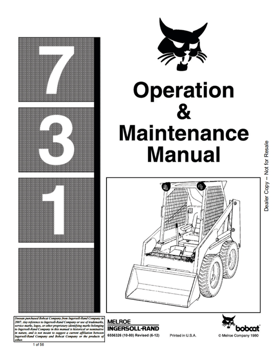 Bobcat 7230 Series Loader Operating & Maintenance Manual PDF
