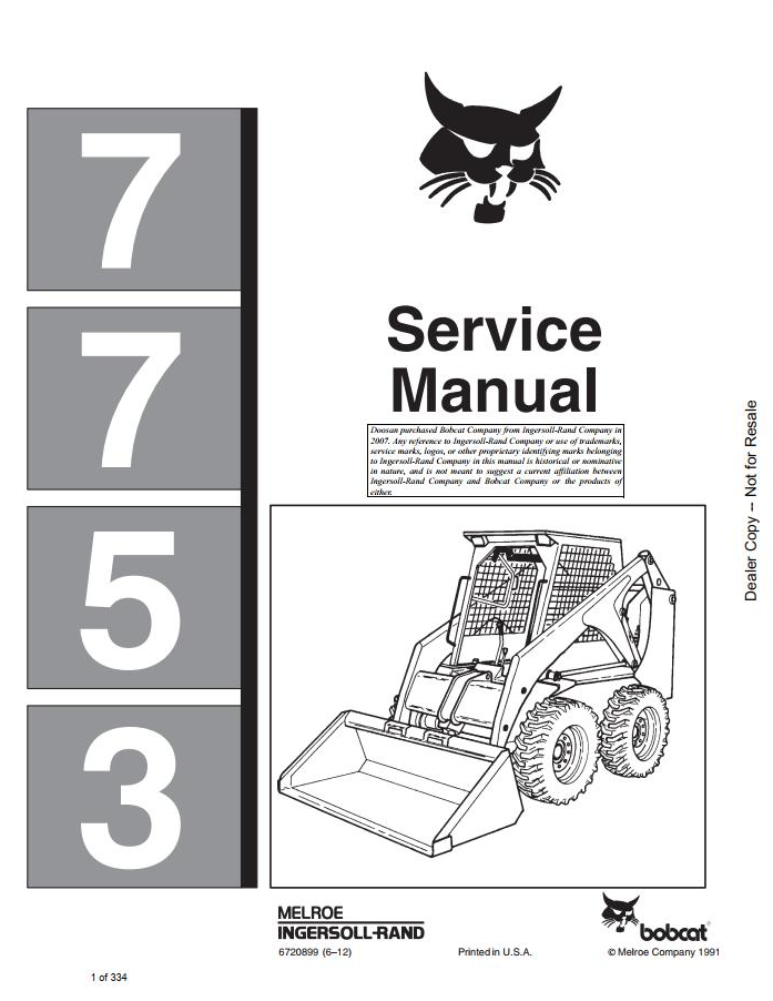 Bobcat Loader 7753 Service Manual PDF – Repair & Maintenance Guide