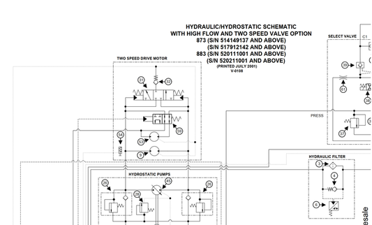 Bobcat 873-883 Loader Hydraulic & Electrical Schematic Manual PDF