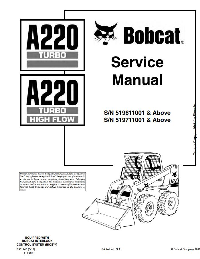 Bobcat A220 Turbo Loader Service Manual PDF – Repair & Maintenance Guide