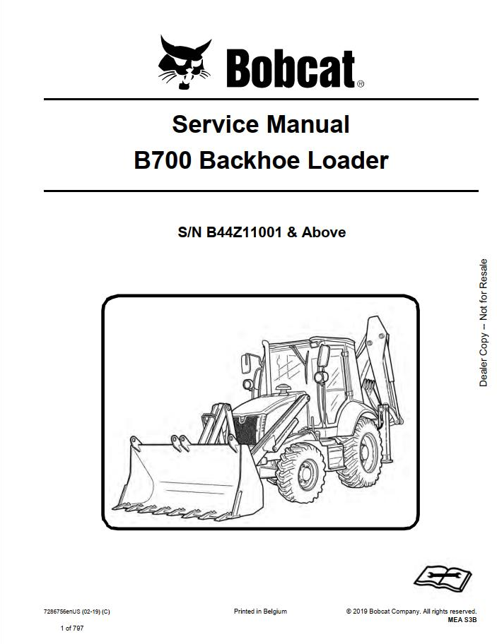 Bobcat B700 Loader Backhoe Service Manual PDF | Instant Download