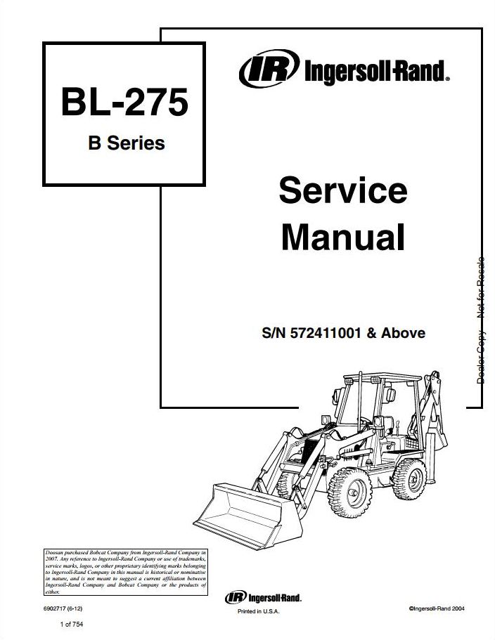 Bobcat BL275 Loader Backhoe Service Manual PDF | Download Repair Guide