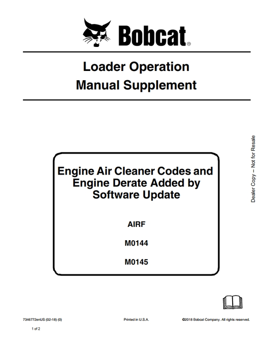 Bobcat Loader M0144 & M0145 Operating and Maintenance Manual PDF